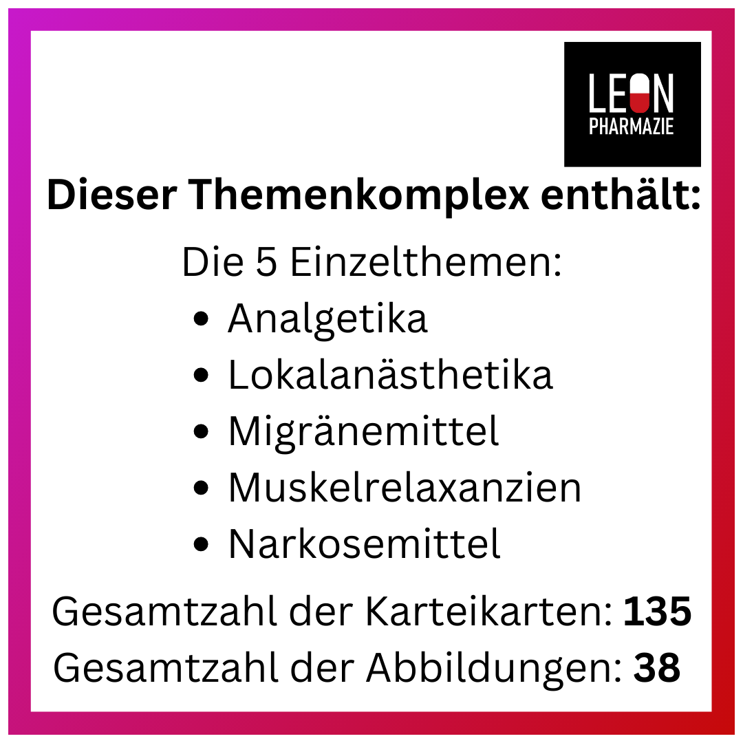 Themenkomplex Schmerz / Narkose - 135 Karteikarten