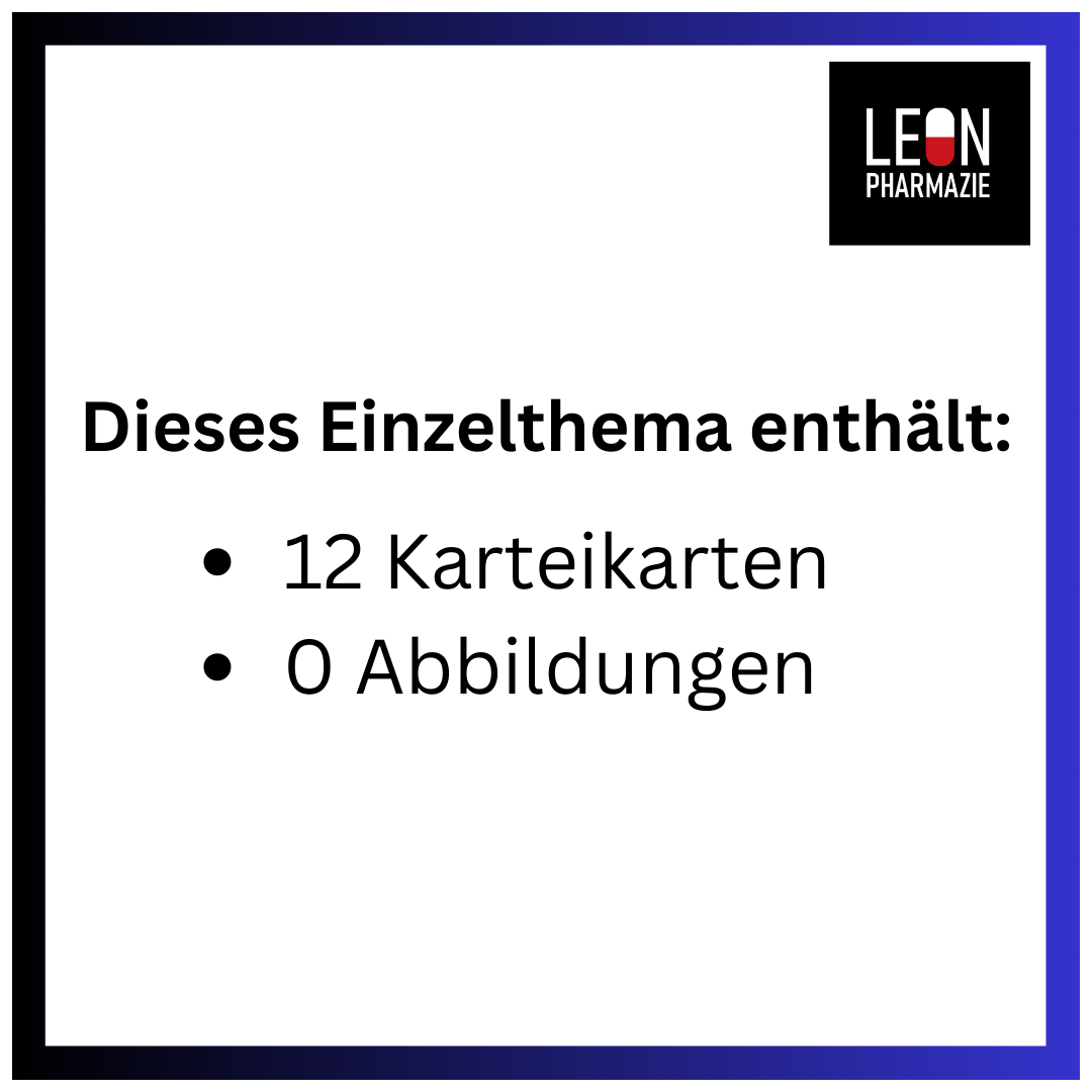 Anxiolytika (Einzelthema) - 12 Karteikarten